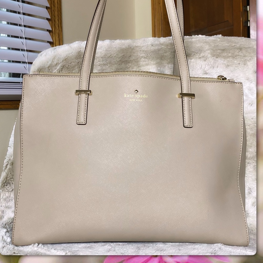 GORGEOUS KATE SPADE LARGE LEATHER GREY JENSEN BAG